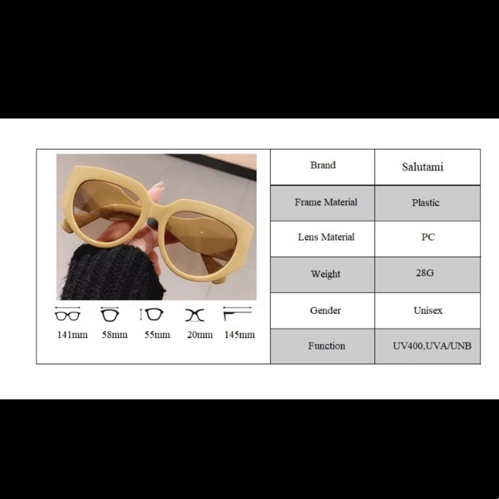 Black and Grey Oval Shaped Sunglasses - Picture 2 of 2